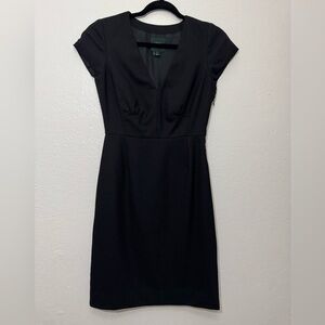 J. CREW Factory Suiting Wool Blend Black Sheath Career Dress Size 0 V Neck